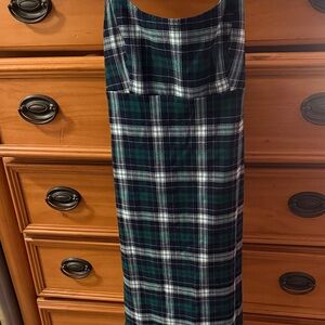 Plaid Sleeveless Dress - Green and White